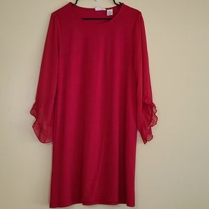 Red Dress w/Sheer Sleeves